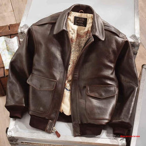 Retro Oversized US Air Force Fur Leather Coat My Store