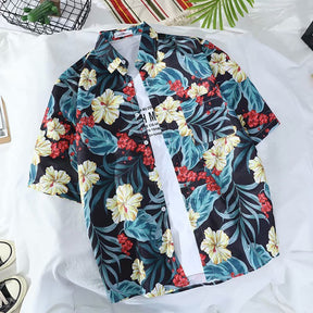 Casual Loose Half Sleeve Shirt Printed Men's Top My Store