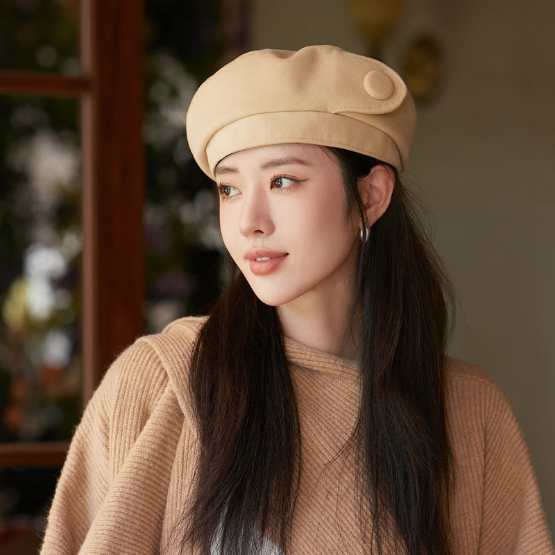 High-grade Buttons Make Your Face Look Smaller In Autumn And Winter Beret My Store