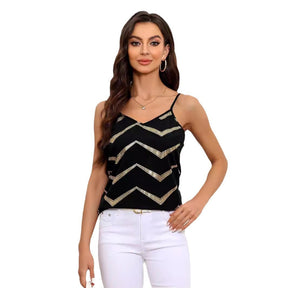 Women's V-neck Bronzing Back Cross Backless Sling Top My Store