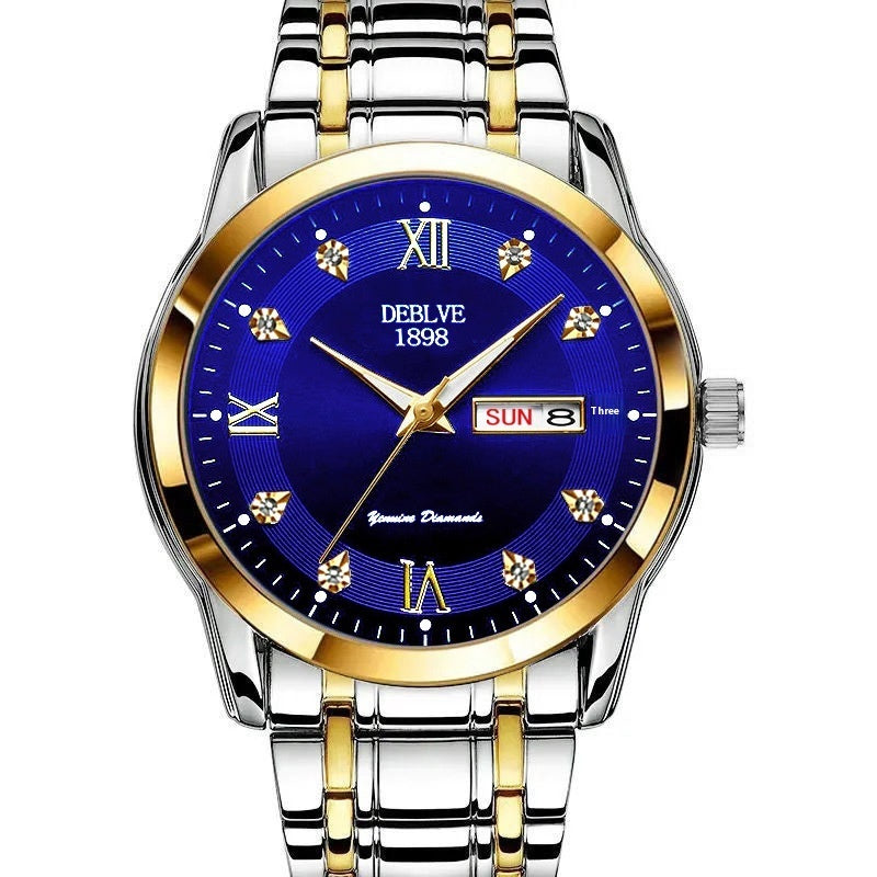 Fashion Alloy Steel Belt Waterproof Luminous Men's Dual Calendar Watch My Store