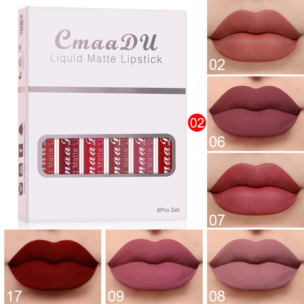 6 Boxes Of Matte Non-stick Cup Waterproof Lipstick Long Lasting Lip Gloss My Store