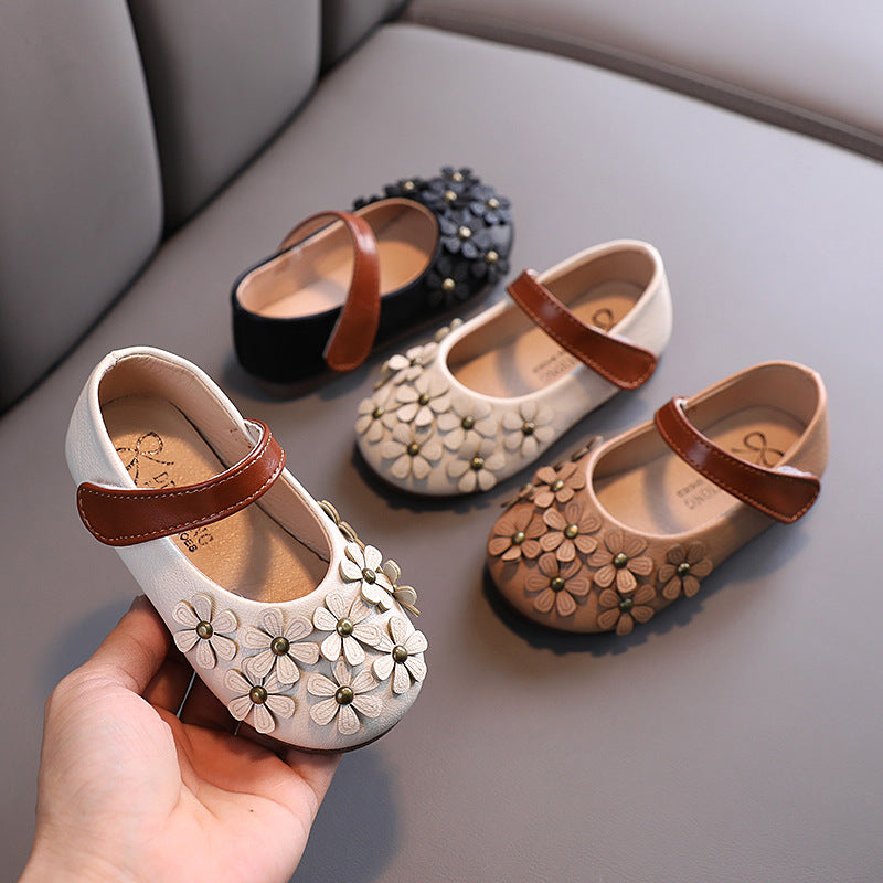 Girls' Small Leather Shoes, Female Babies, Flower Single Shoes, Soft Soles, Little Girls My Store