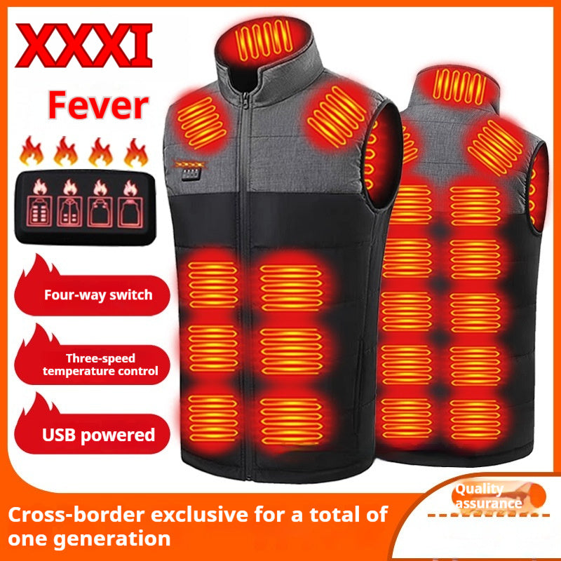 Color Matching Four-control Zone 21 Self-heating Vest V-neck My Store