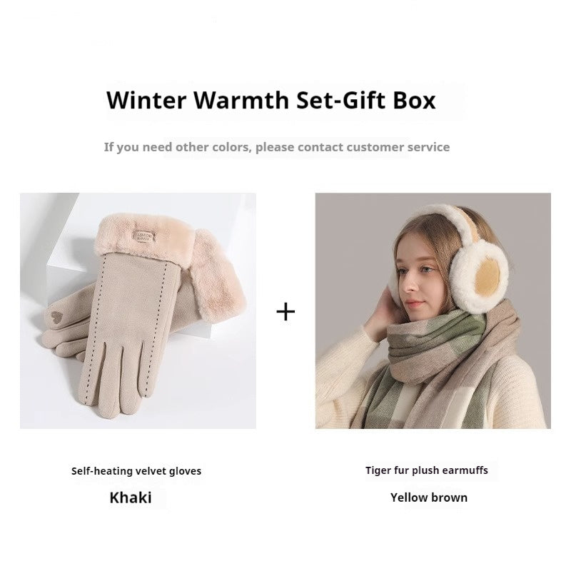 Cute Warm Plush Earmuff Scarf Gloves My Store