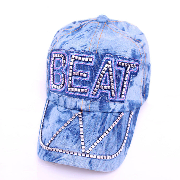 Korean Style Hat Fashion Hat New Women's Hat Baseball Cap Rhinestone Denim Wholesale My Store