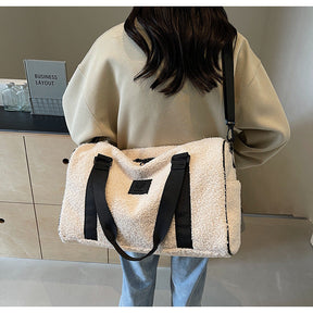 Autumn And Winter New Casual Portable Travel Large Capacity Simple Lambswool Shoulder Crossbody Tote Bag My Store