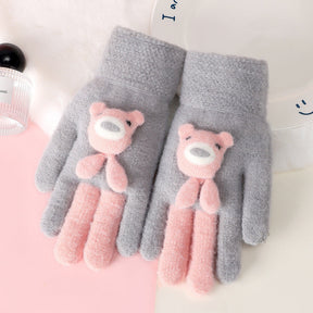 Five Finger Gloves Simple All-match Cartoon Cute Thickening Windproof My Store