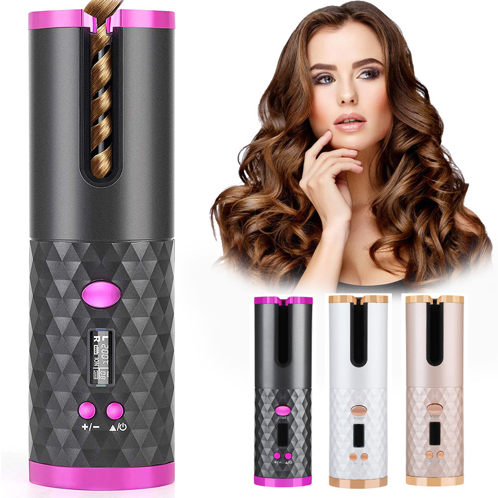 Rechargeable Automatic Hair Curler Women Portable Hair Curling Iron LCD Display Ceramic Curly Rotating Curling Wave Styer My Store