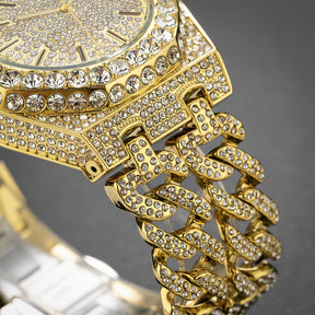 Men's Hip Hop Iced Diamond Fashion Cuban Link Chain Quartz Clock My Store