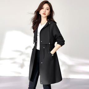 Early Autumn Casual Women's Windbreaker Loose Hooded Fashion Mid-length Slimming Coat My Store