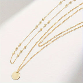 Retro Fashion Round Plate Pendant Three-layer Necklace My Store