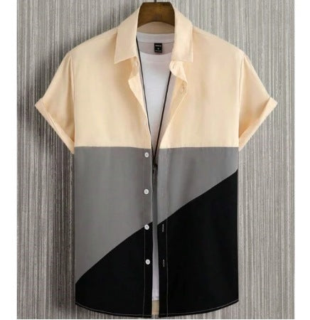 Fashion Trendy Men's Shirt Digital Printing Casual Breathable Stand Collar Short Sleeve My Store