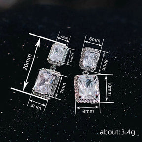 Geometric Eardrops Women's Square Zircon Design My Store