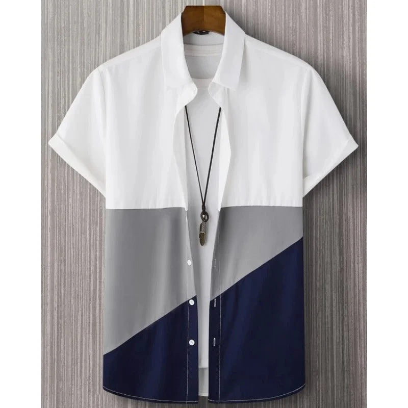 Fashion Trendy Men's Shirt Digital Printing Casual Breathable Stand Collar Short Sleeve My Store