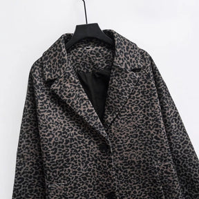 Women's Loose Blended Animal Print Coat My Store