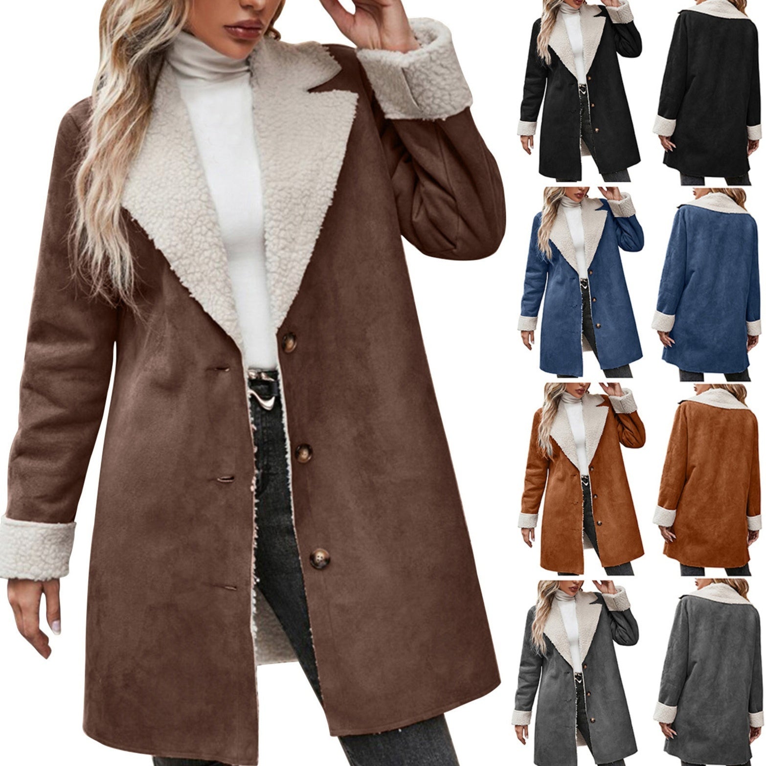 Long Sleeve Lapel Thickening Plush Coat My Store