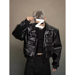 Trendy Korean Style Cutting Design Leisure Leather Jacket Top My Store