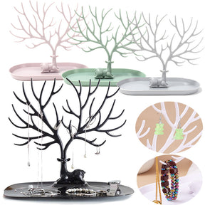 Deer Jewelry Display Stand Earrings Necklace Ring Jewelry Display Tray Jewelr Crystal Handle Antlers Jewelry Display Stand With Storage Drawer And Tray, Tree Tower Rack Hanging Organizer My Store