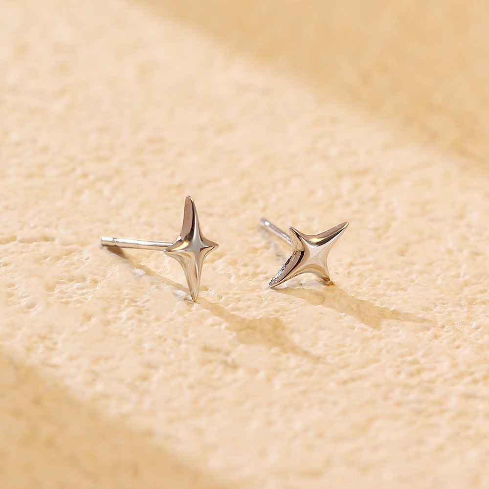 Sterling Silver Simple Stud Earrings Glossy My Store