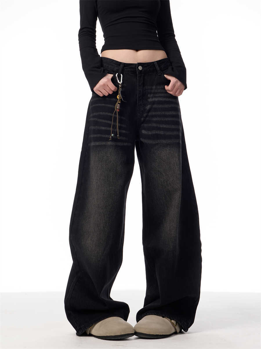 Retro Washed Straight Jeans Loose Drooping Wide Leg Pants My Store