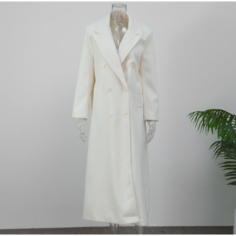 High-grade Double-sided Woolen White Elegant Slimming Draping Trench Coat My Store