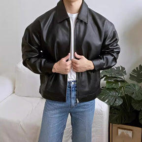 Leather Casual Baseball Uniform Motorcycle Jacket My Store