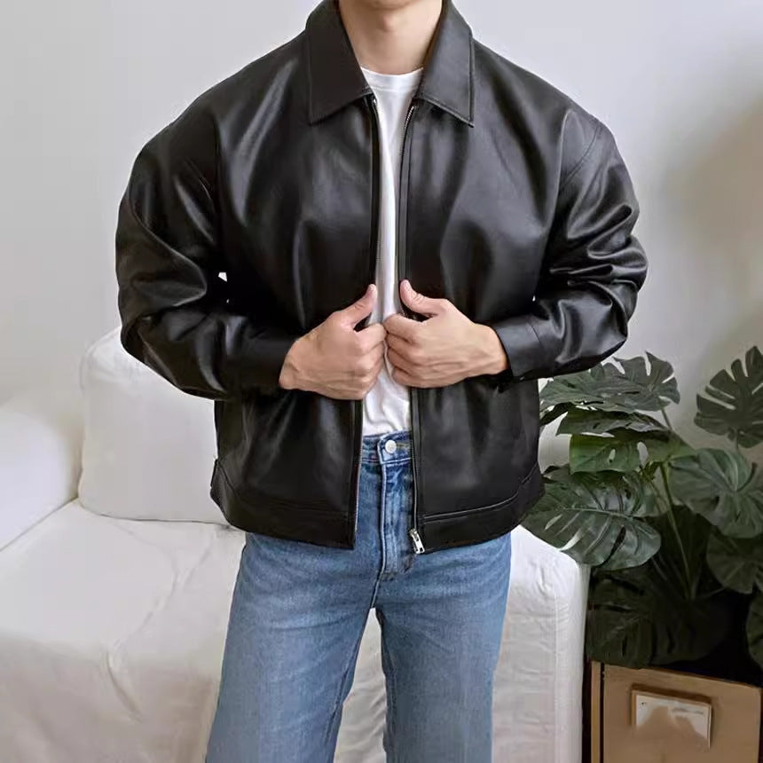 Leather Casual Baseball Uniform Motorcycle Jacket My Store