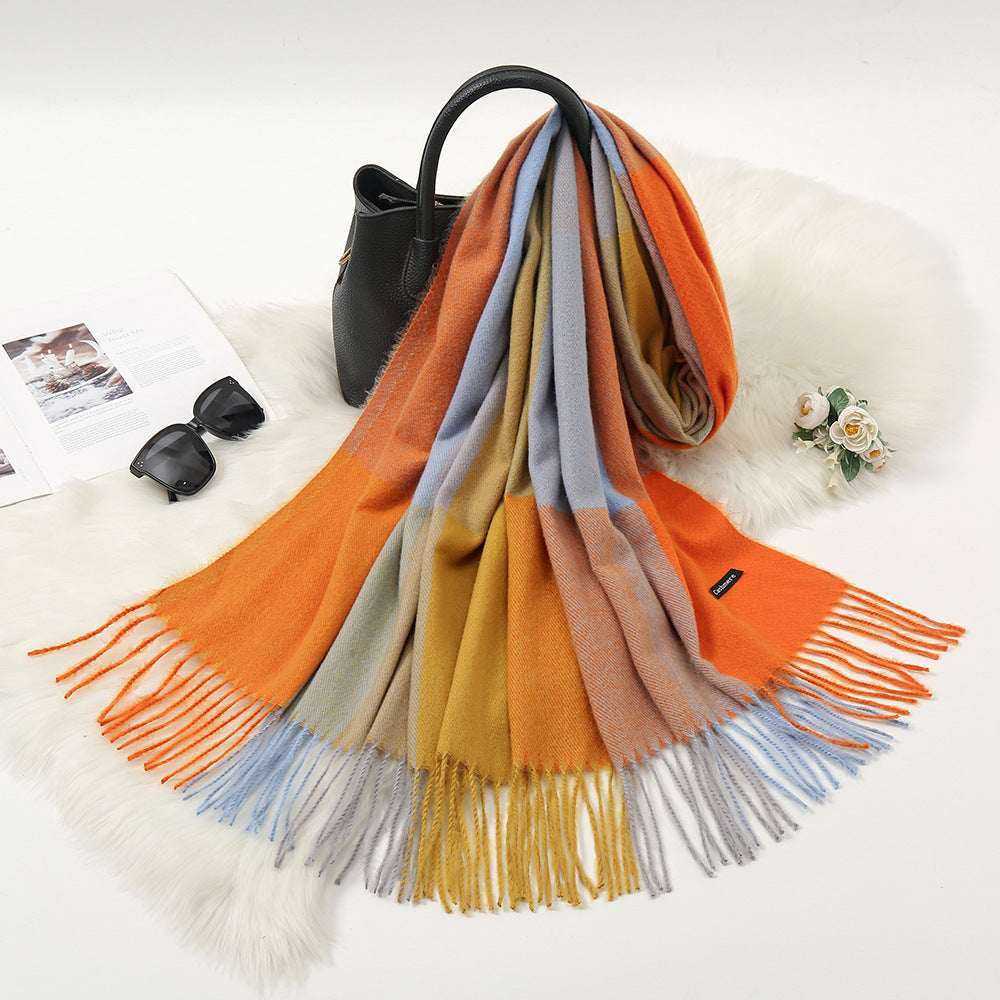 Autumn And Winter New Contrast Color Warm Cashmere-like Fashion Scarf My Store