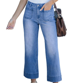 Slimming And Wide Leg Straight-leg Pants Washed Jeans Cropped Pants My Store