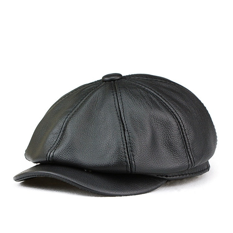 British Cowhide Octagonal Cap Female Peaked Cap Tide My Store