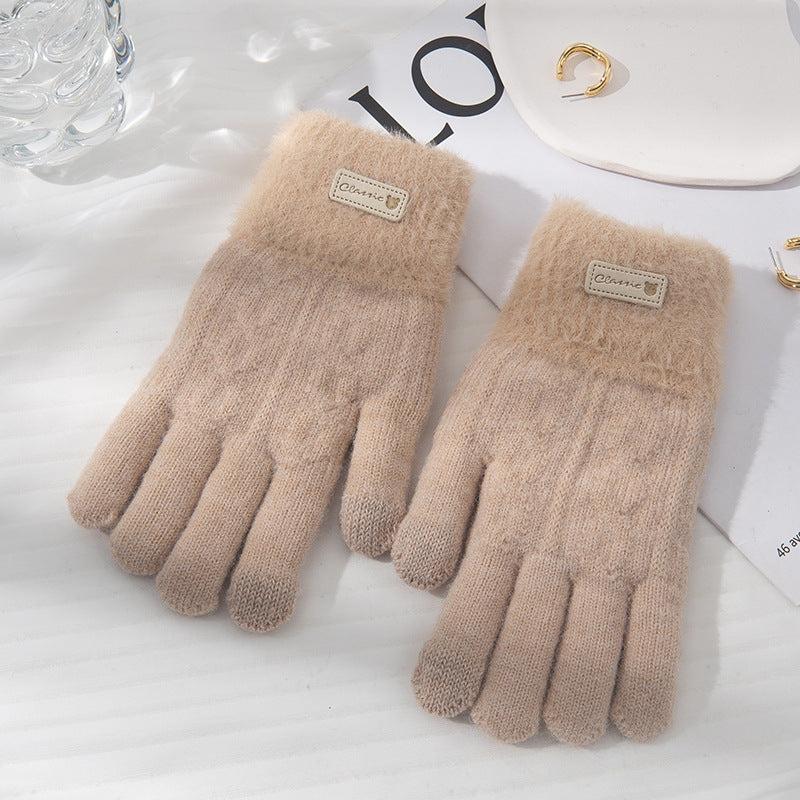 Student Riding Thickened Warm Double-layer Touch Screen Gloves My Store