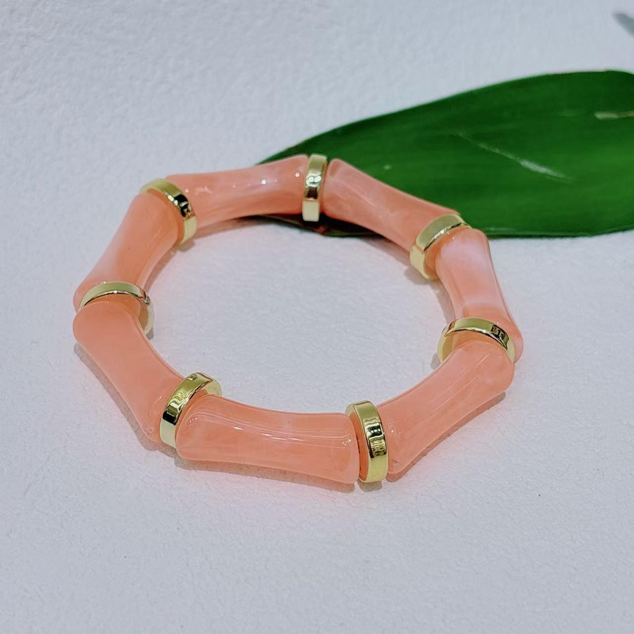 European And American Bamboo Tube Beads Women's Fashion Colored Beads Acrylic Bracelet My Store