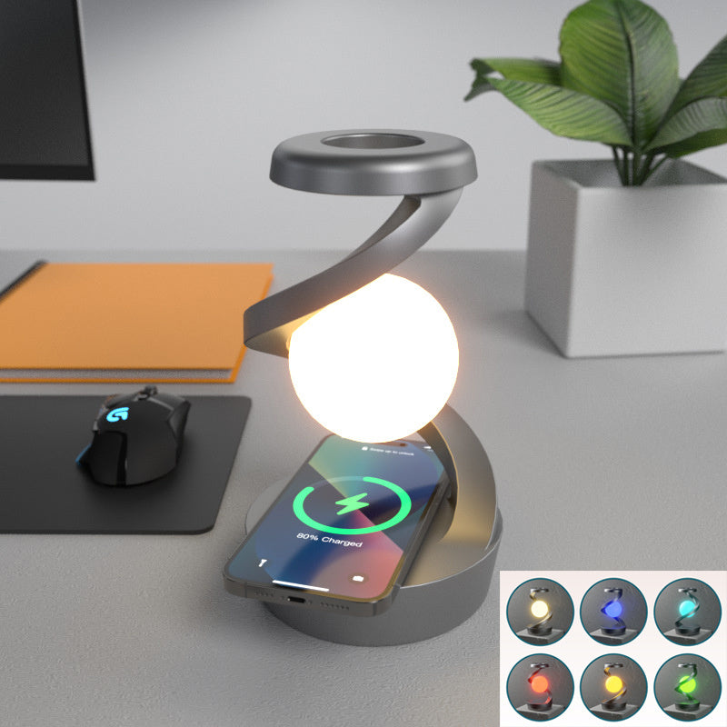 Rotating Moon Desk Lamp With Phone Wireless Charging Sensor Control Table Lamps Decorative Desktop Lamp Small Night Lamp Home Decor My Store