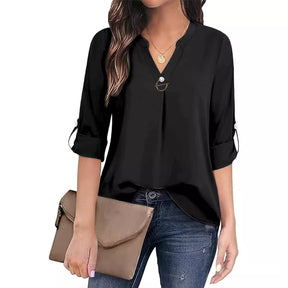 V-neck Shirt Long Sleeve With Cuff My Store