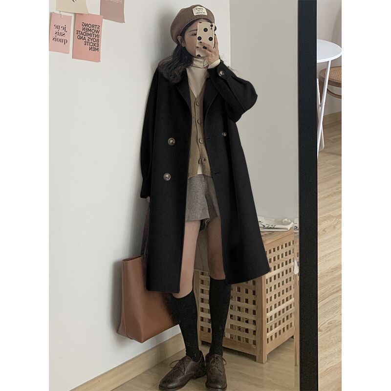 Women's Mid-length Woolen Coat Thickened Small My Store