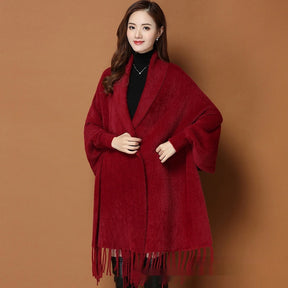 Autumn And Winter Classic Pure Color Thickened Faux Mink Sleeved Shawl Women's Scarf My Store