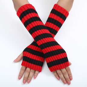 Warm Fashionable Knitted Long Mixed Color Stripe Knitting Wool Gloves My Store