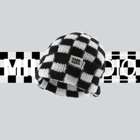 Autumn And Winter Warm Contrast Color Chessboard Plaid Woolen Cap My Store