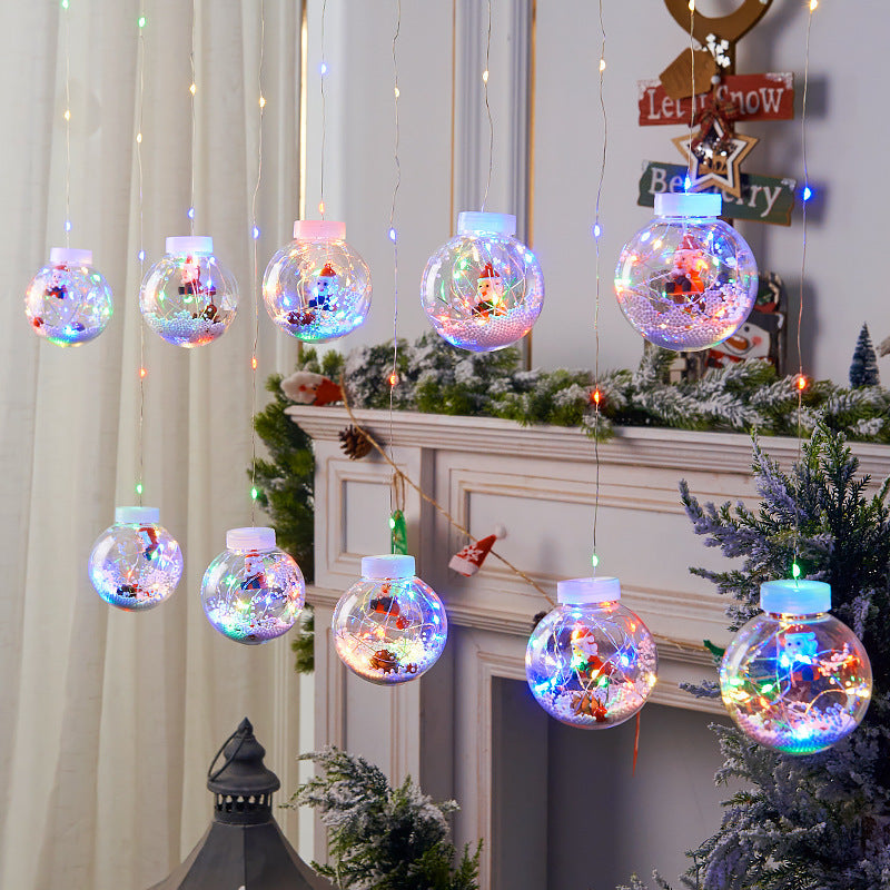 10PCS LED Christmas Curtain Lamp Fairy Snowman Wishing Ball Lamp String Christmas Window Decoration Christmas Light Room My Store