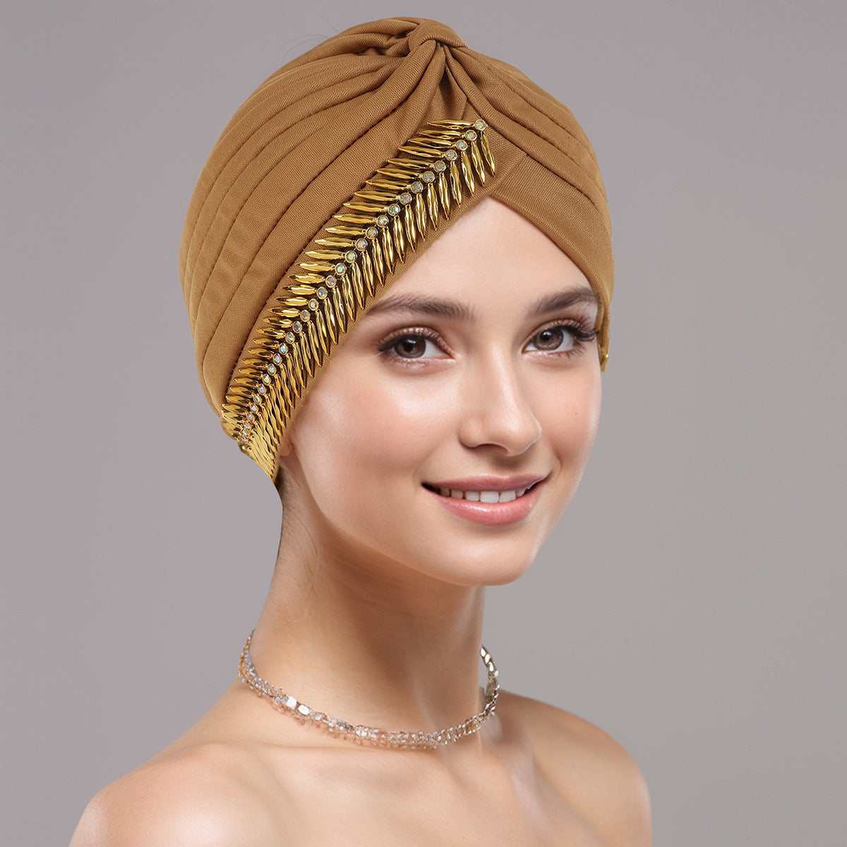 New Rhinestone Turban Cap For Women Pleated Elastic Head Wrap Stylish Ramadan Head Scarf Bonnet Chemo Cap Wedding African Hat My Store