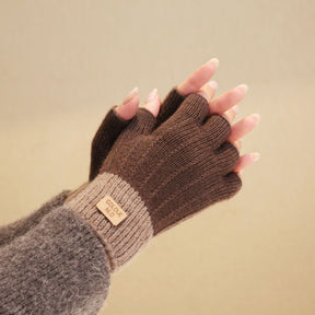 Fiber Half Finger Gloves Wool Knitted Warm My Store