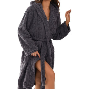 Plus Size Shu Cotton Velvet Double Layer Hooded Nightgown My Store