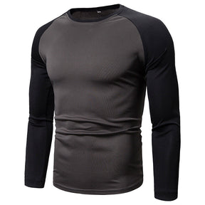 Men's Color-block Long-sleeved Top With Stitching Round Neck My Store