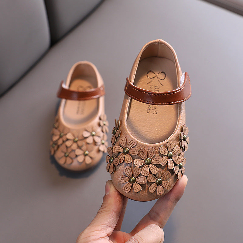 Girls' Small Leather Shoes, Female Babies, Flower Single Shoes, Soft Soles, Little Girls My Store