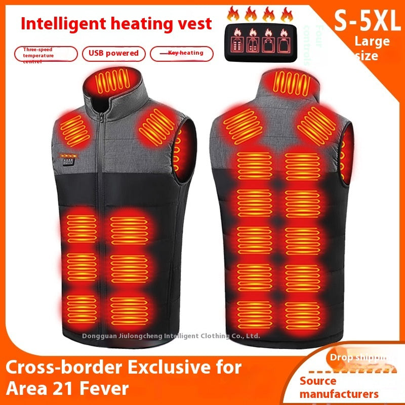 Color Matching Four-control Zone 21 Self-heating Vest V-neck My Store