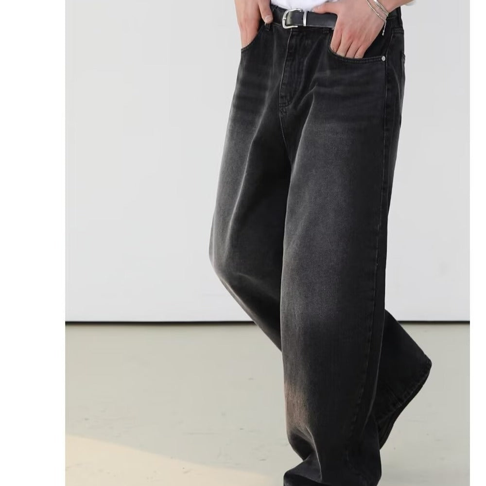 Retro Washed Jeans Men's Loose Straight Wide-leg Pants My Store