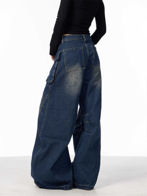 Women's Wide-leg Jeans With Pockets High Waist Loose Trousers My Store