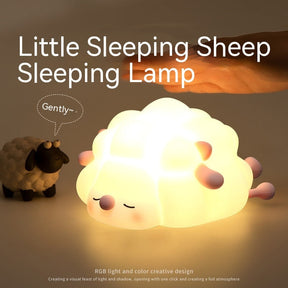 Cute Silicone Night Lights Sheep Cartoon Bedroom Lamp For Children's Room Decor Rechargeable Timing Dimming Sleep Night Light My Store