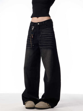 Retro Washed Straight Jeans Loose Drooping Wide Leg Pants My Store